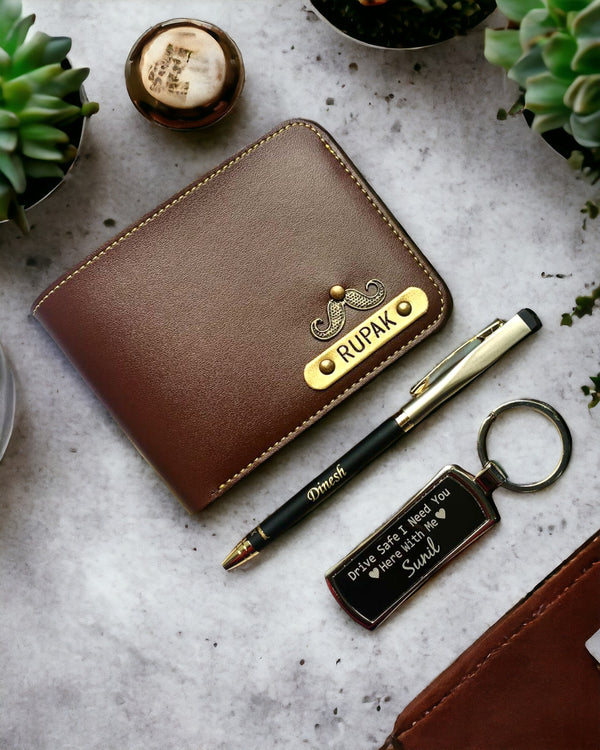 Men's Wallet Combo - Wallet + Keychain + Pen