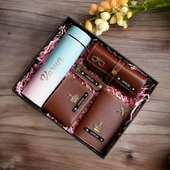 Men's Gifts Combo : Wallet, Bottle, Keychain, Passport Case & Sunglass Case